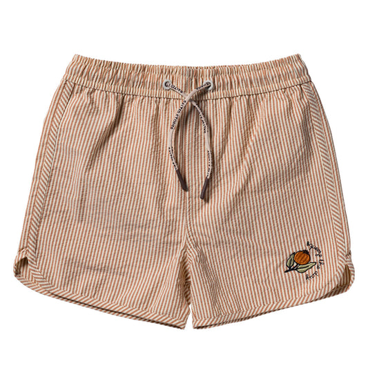 Salted Stories - seersucker swim shorts - bombay brown