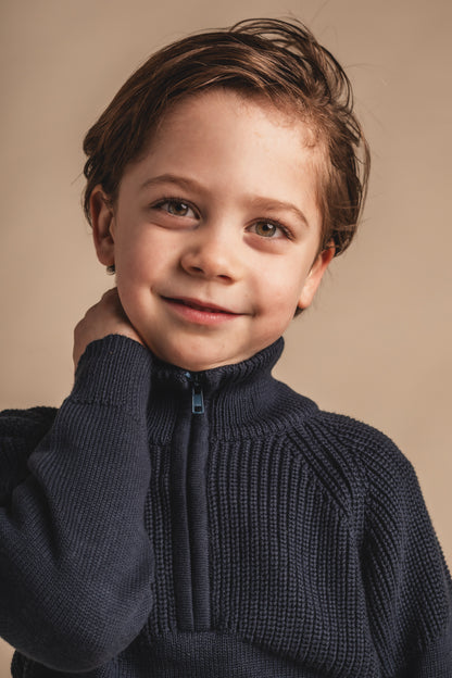 Baje Studio - half zip sweater Seward - blue