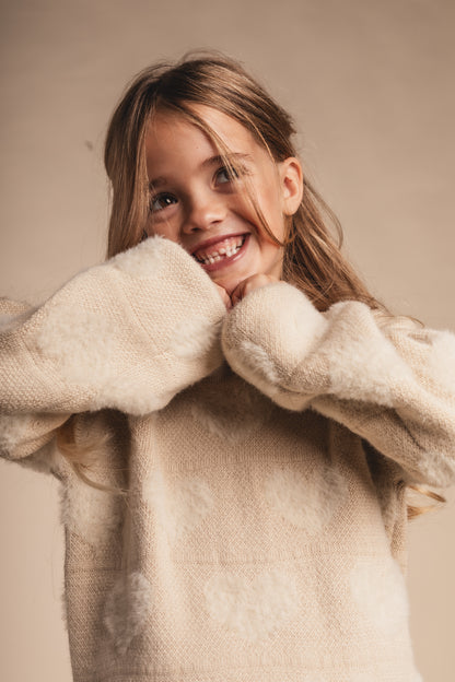 Baje Studio - knit heart sweater Soho - sand light