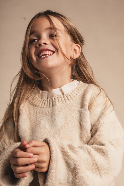 Baje Studio - knit heart sweater Soho - sand light