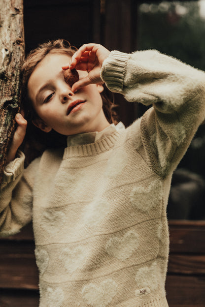 Baje Studio - knit heart sweater Soho - sand light
