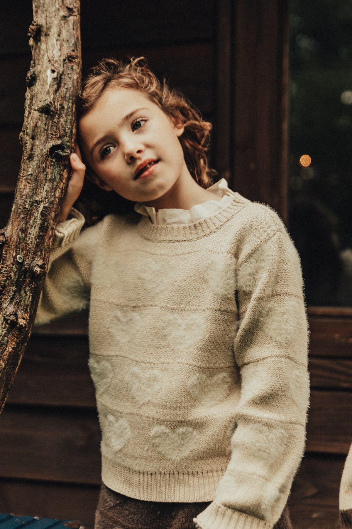 Baje Studio - knit heart sweater Soho - sand light