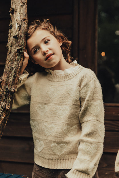 Baje Studio - knit heart sweater Soho - sand light