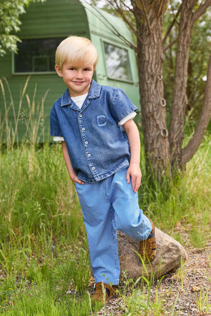 Copenhagen Colors - striped yarndyed pants - sharp blue