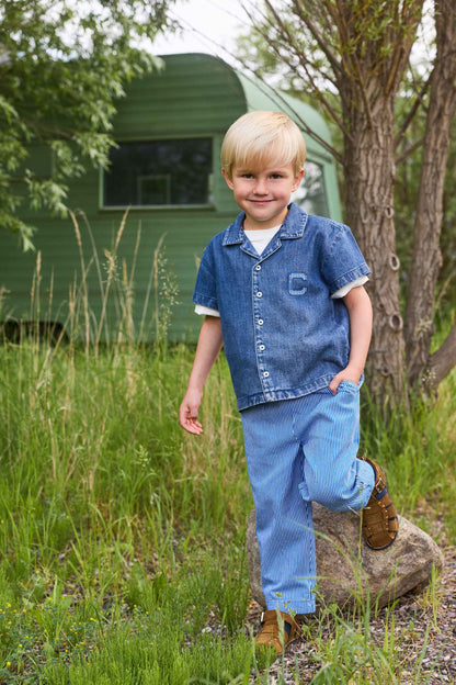 Copenhagen Colors - striped yarndyed pants - sharp blue