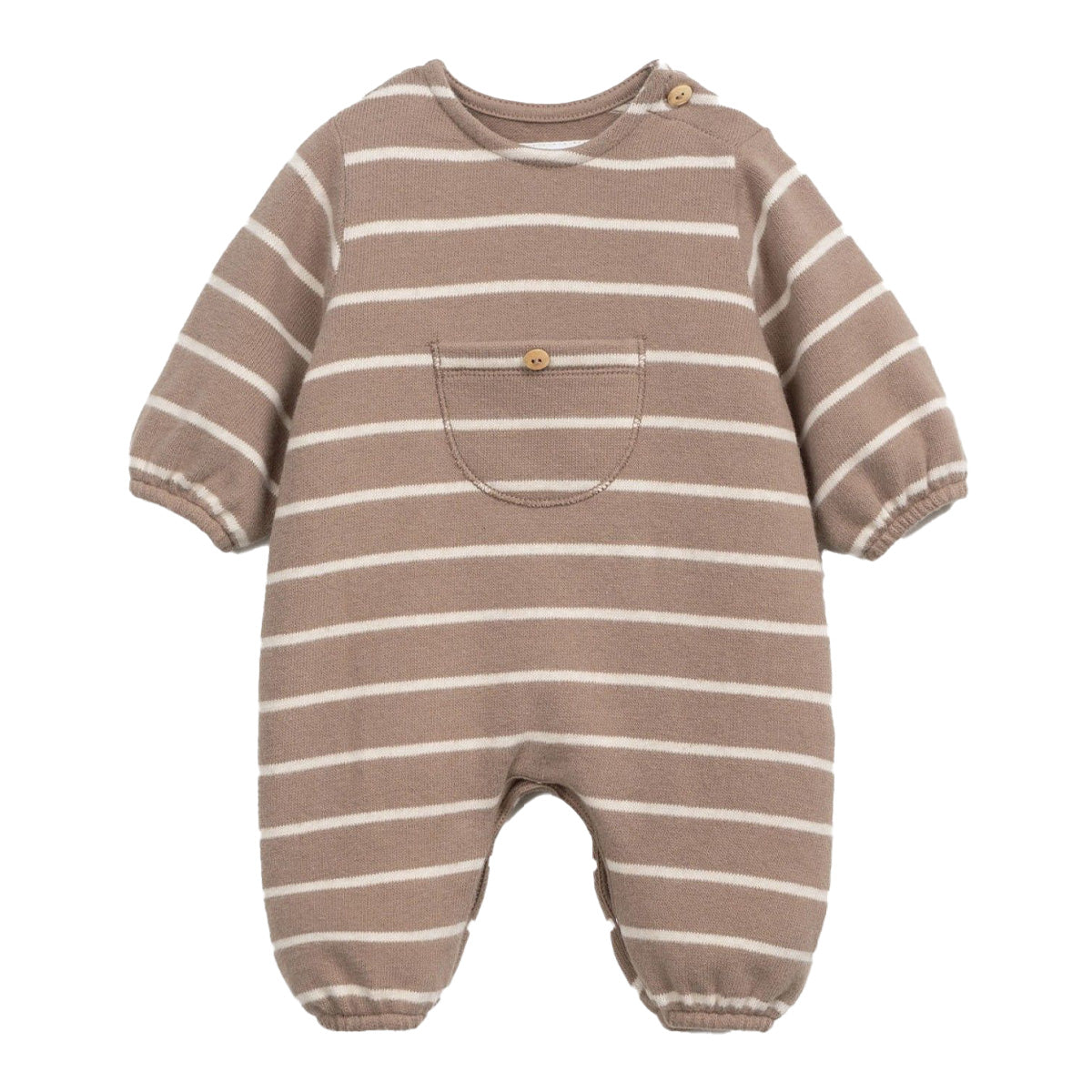 Play up - striped jumpsuit with pocket - taupe/pencil
