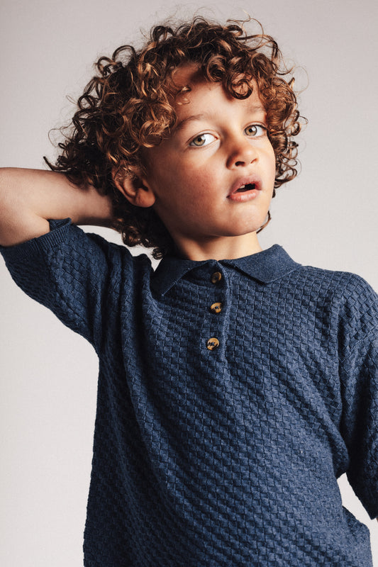 Baje Studio - knitted polo Milo - blue dark