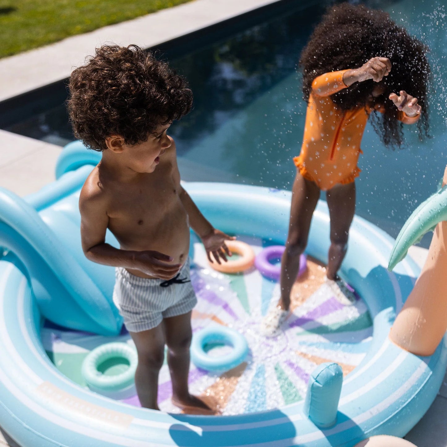 Swim Essentials - adventure pool w/ slide - Bright Waves Rainbow