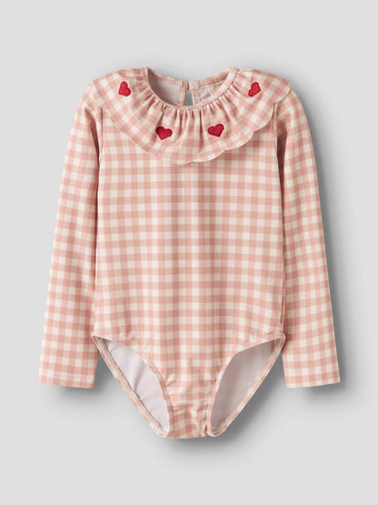 Lil'Atelier - swimsuit longsleeves square hearts - misty rose