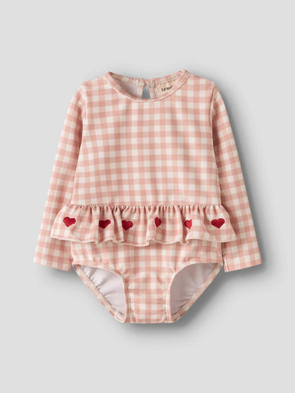 Lil'Atelier - swimsuit longsleeves square hearts - misty rose