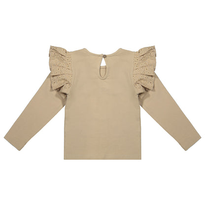 Ruffle jersey top Alicia ~ peanut