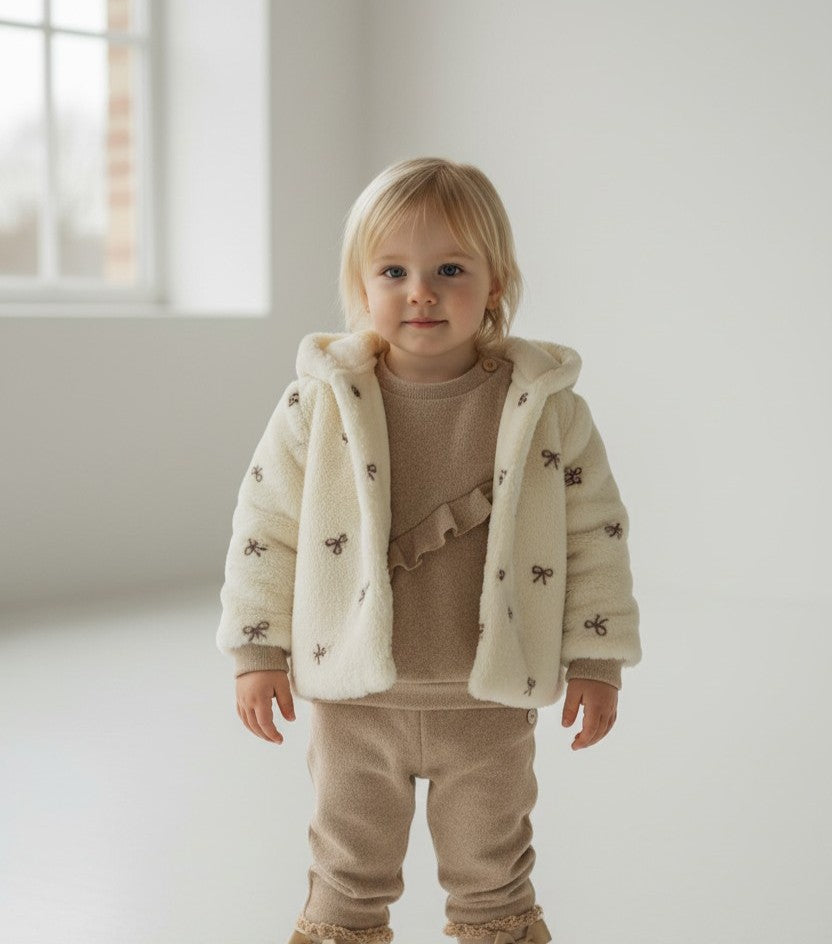 GYMP - coat Alies baby - offwhite/brown bow