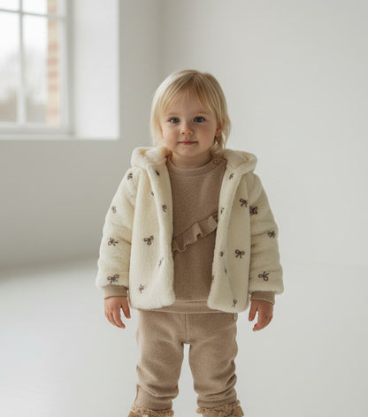 GYMP - coat Alies baby - offwhite/brown bow