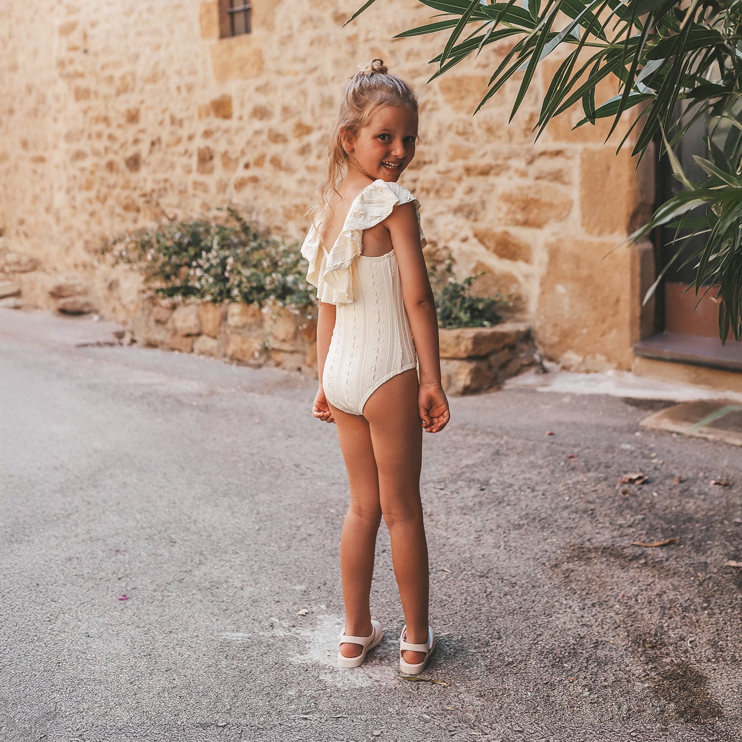 Swimsuit Anglaise - shortbread white