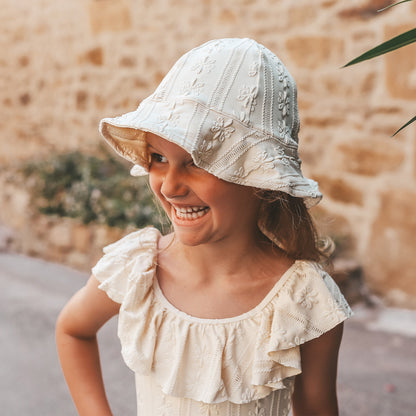 Sun hat Anglaise - shortbread white