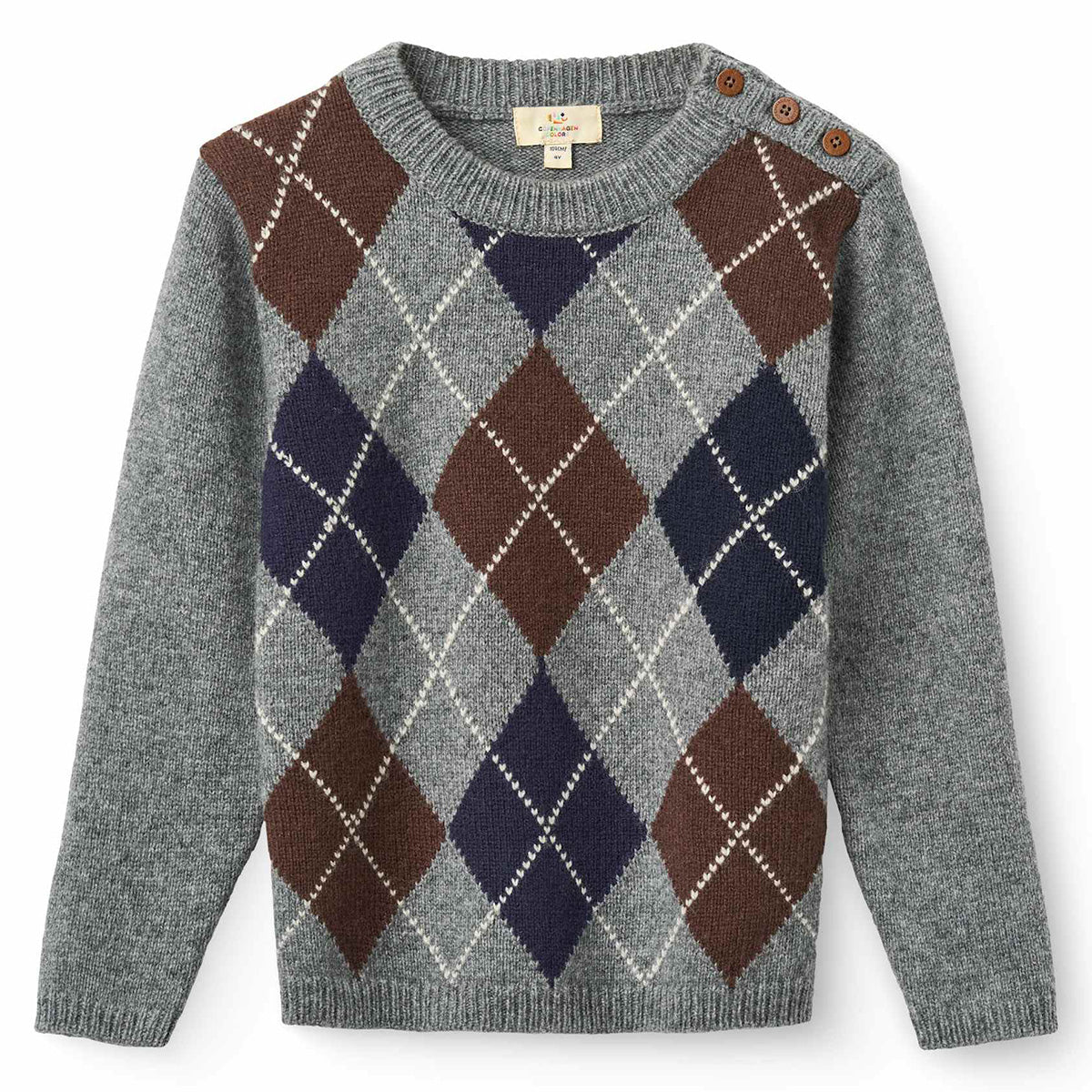 Copenhagen Colors - argyle knitted pullover - grey comb