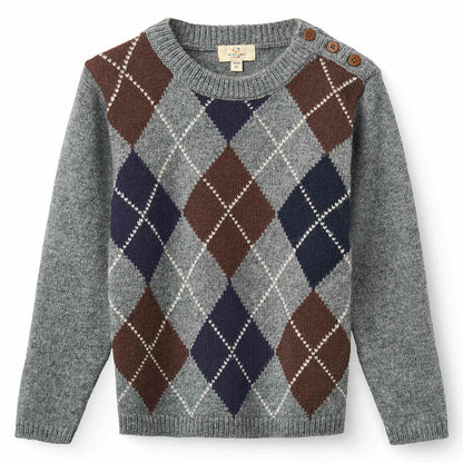 Copenhagen Colors - argyle knitted pullover - grey comb