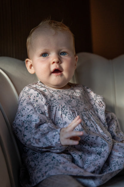 Wheat - dress Fenja - lilac checked flowers