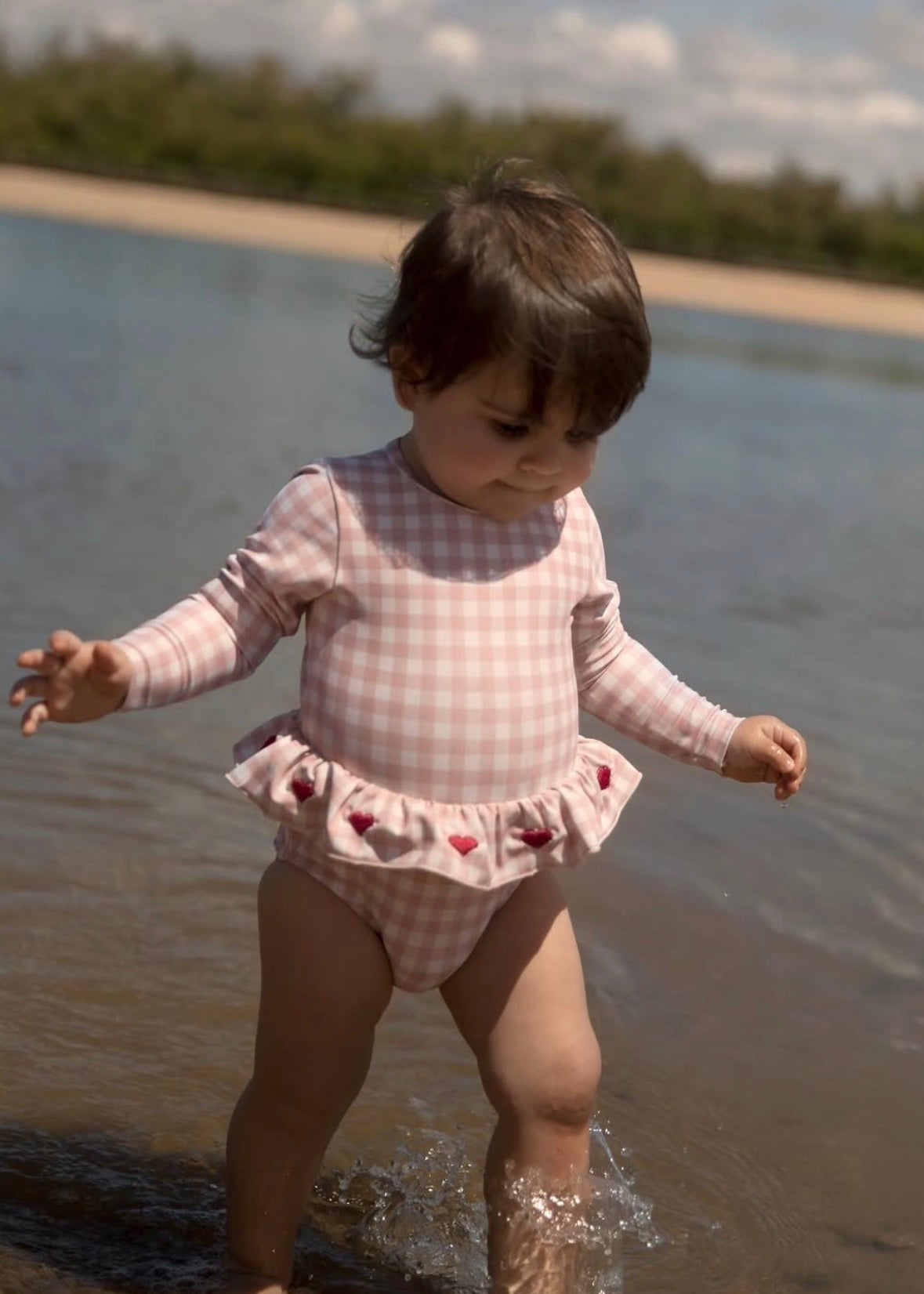 Lil'Atelier - swimsuit longsleeves square hearts - misty rose