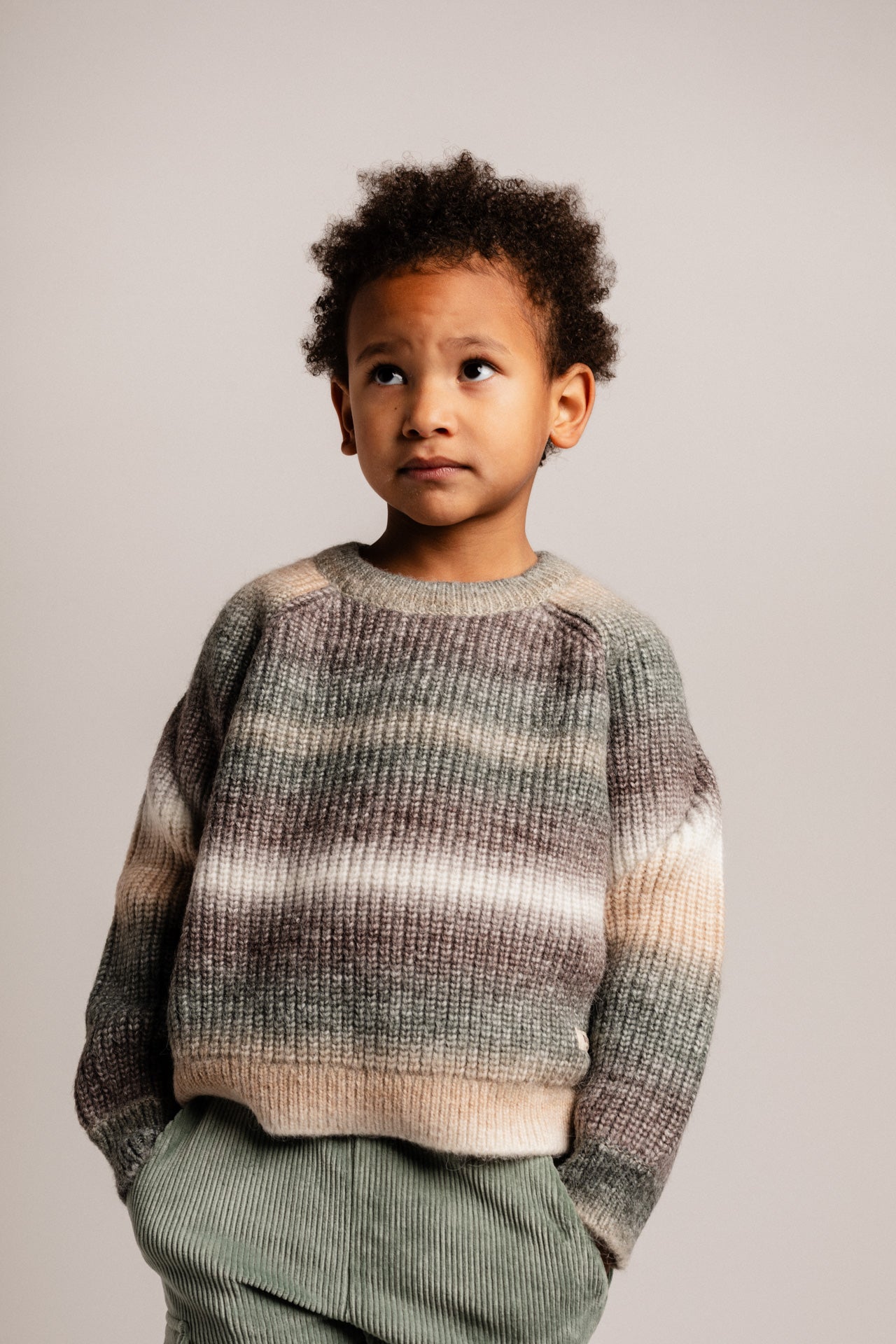 Baje Studio - knitted sweater Bern - grey melange stripe