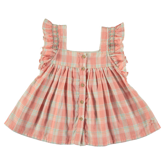 Blouse with checks - pink