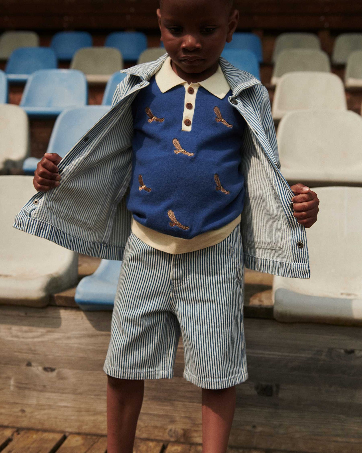 Copenhagen Colors - twill shorts - denim blue stripe
