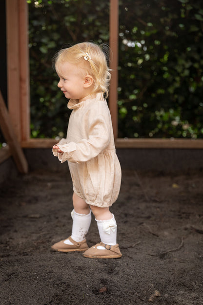 Linen cotton romper ~ oatmeal