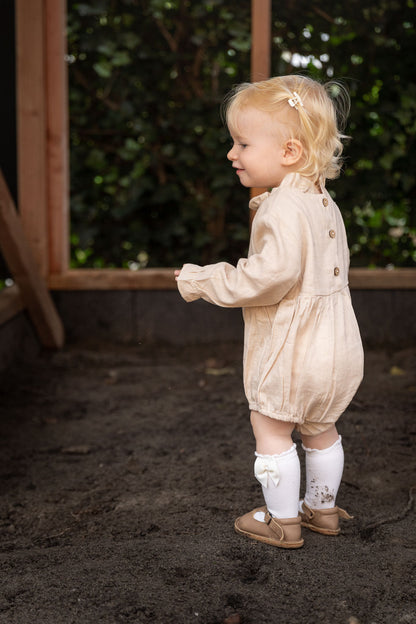 Linen cotton romper ~ oatmeal