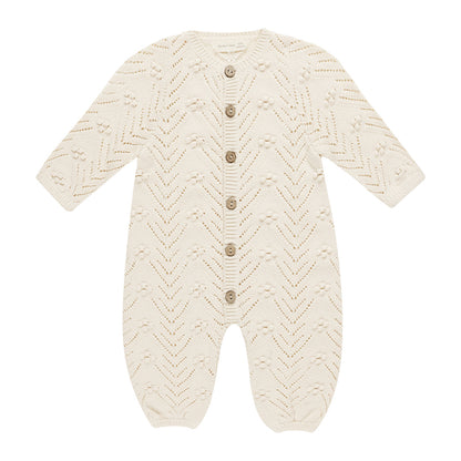 Knitted bobble jumpsuit - natural