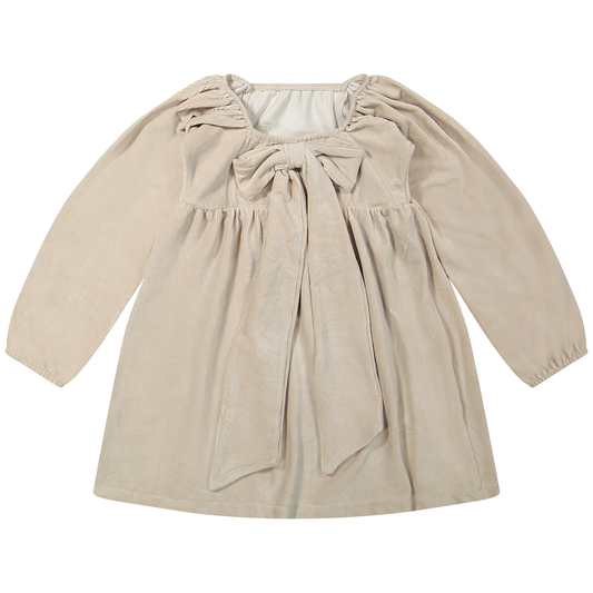 Two You Label - bowy dress rib - oat