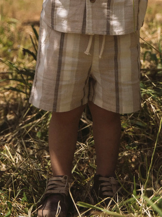 Lil'Atelier - woven shorts - coconut milk stripe
