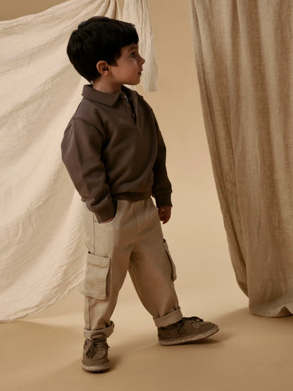 Lil'Atelier - polo sweatshirt - shitake brown