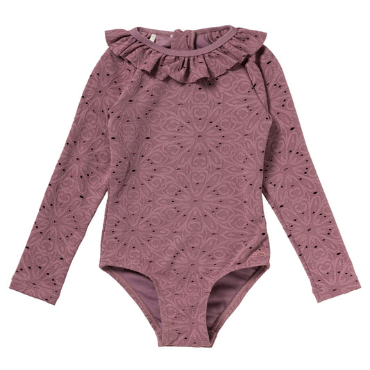 Salted Stories - broderie longsleeve swimsuit - dusky orchid