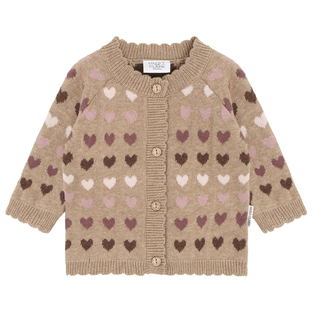 Hust & Claire - hearts cardigan - biscuit
