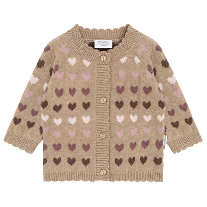 Hust & Claire - hearts cardigan - biscuit