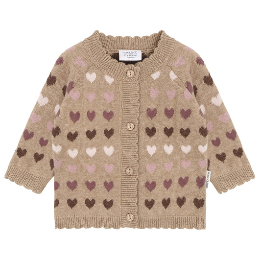 Hust & Claire - hearts cardigan - biscuit