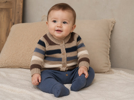 Hust & Claire - cardigan Call - biscuit stripe