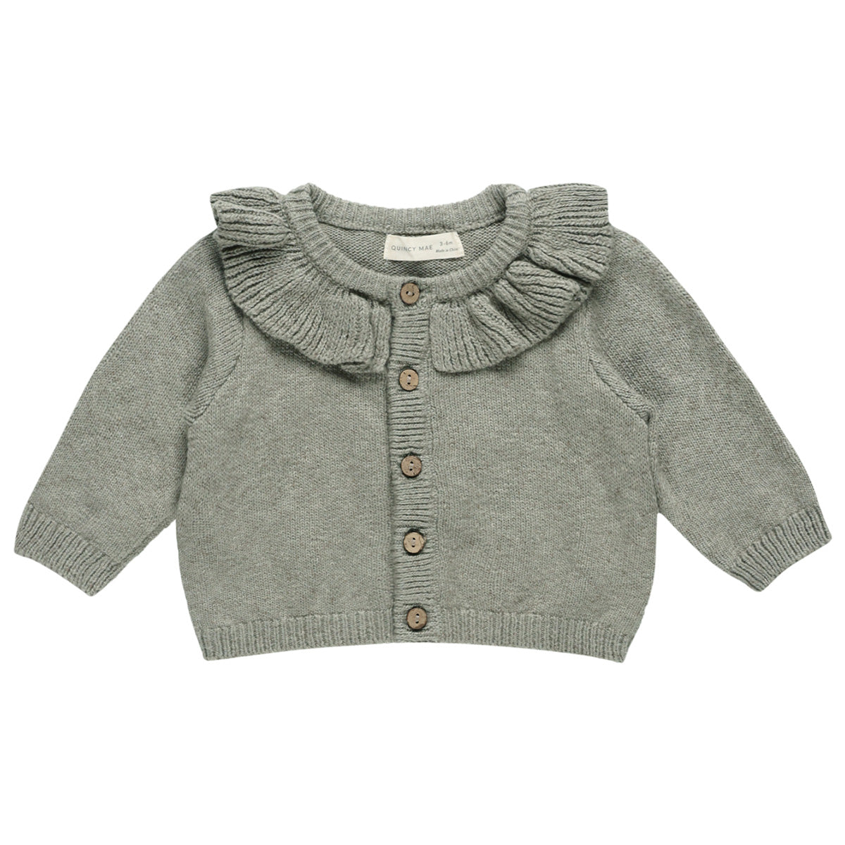 Ruffle collar cardigan - basil green