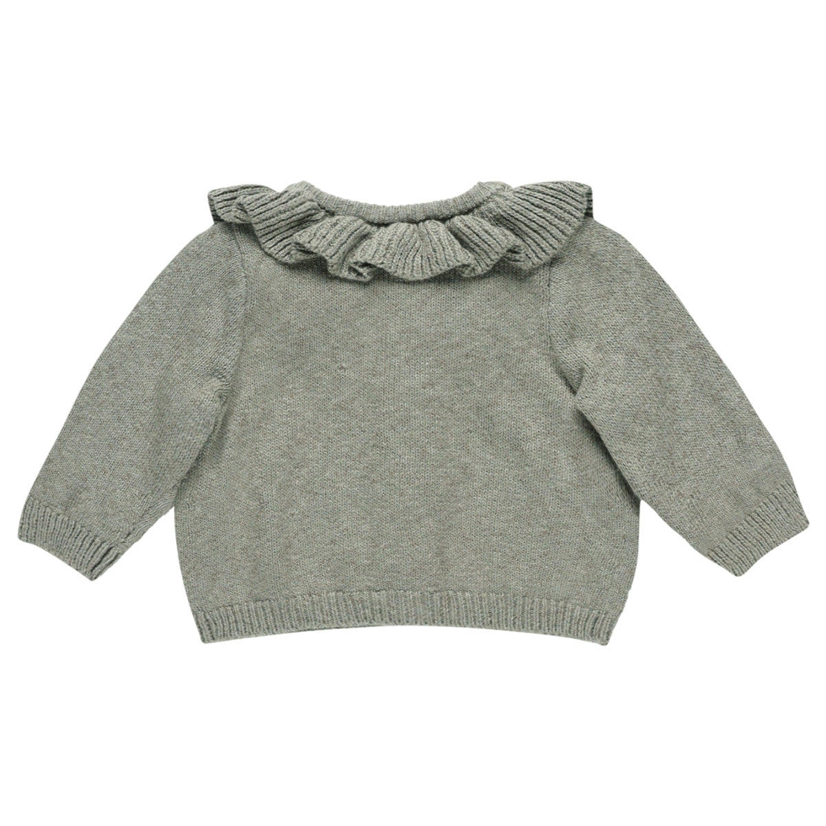 Ruffle collar cardigan - basil green