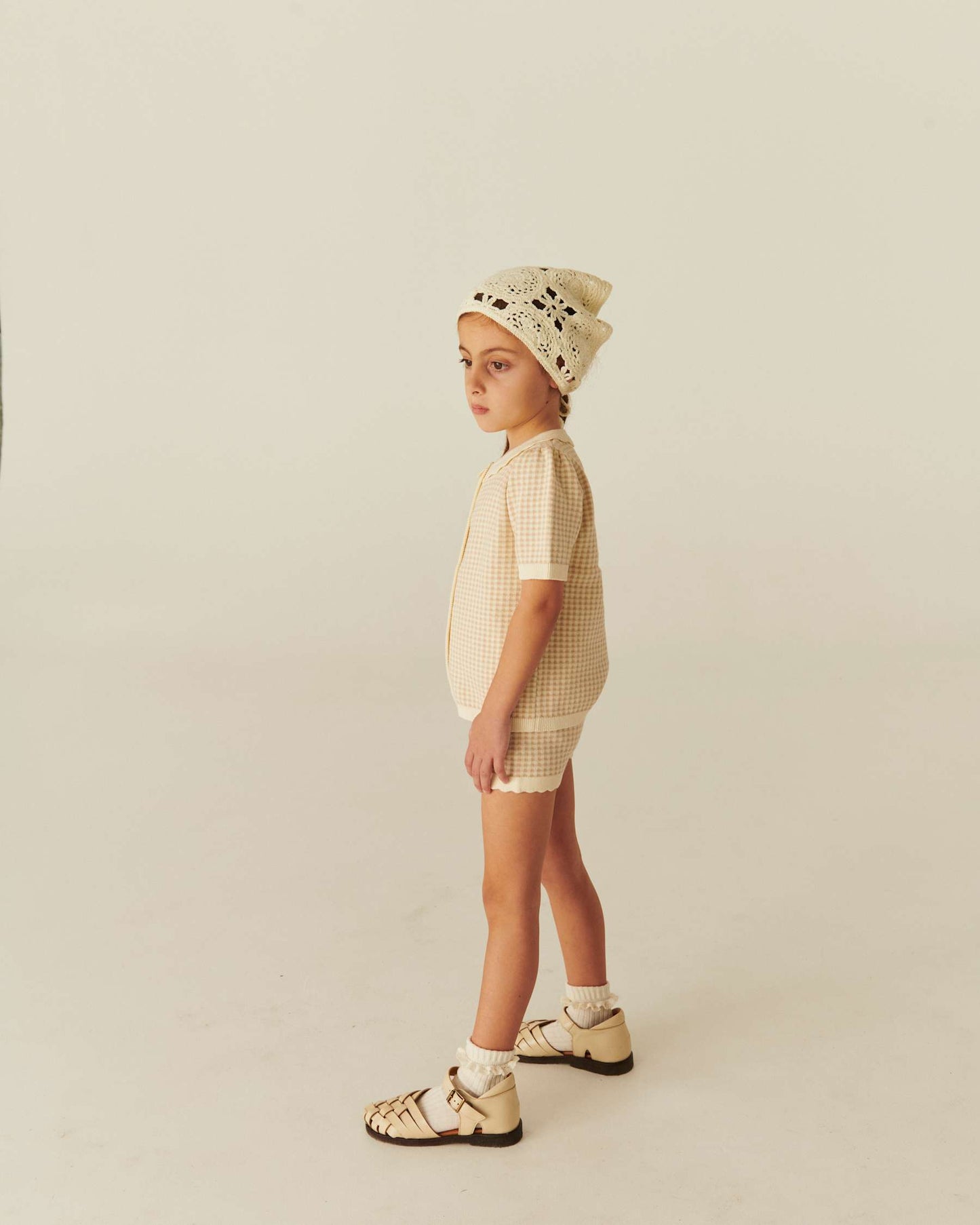 Copenhagen Colors - jacquard knit cardigan ss - beige check