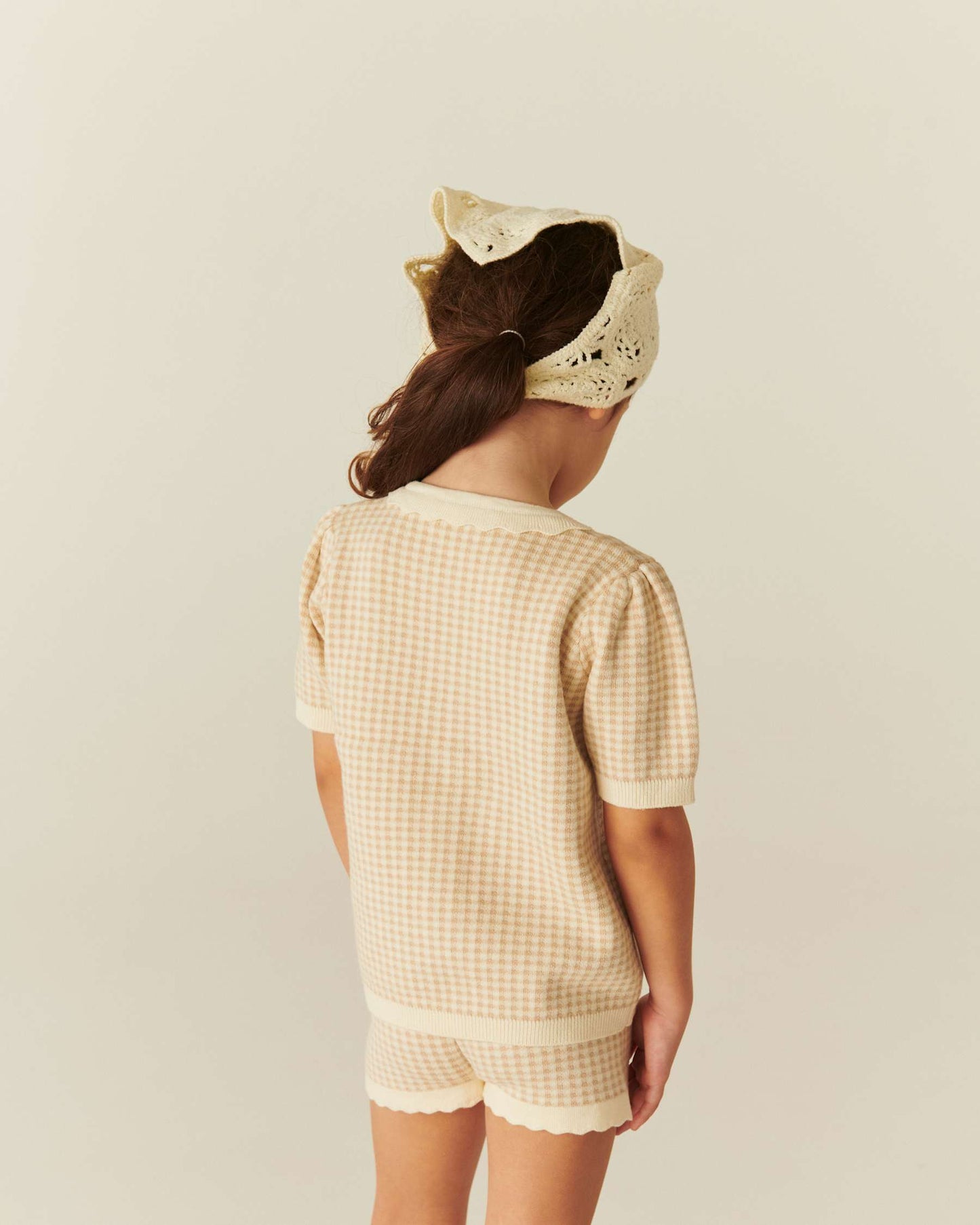Copenhagen Colors - jacquard knit cardigan ss - beige check