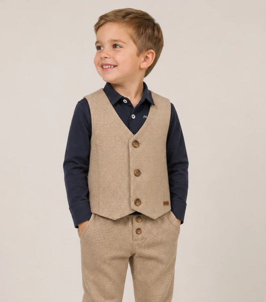GYMP - pants Conrad - camel/beige houndstooth