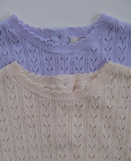 Knitted pointelle top - lavender