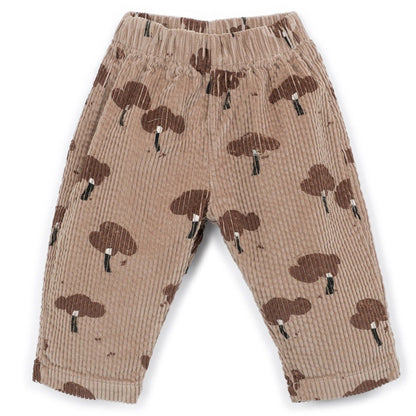 Play Up - corduroy pants with print - beige/brown