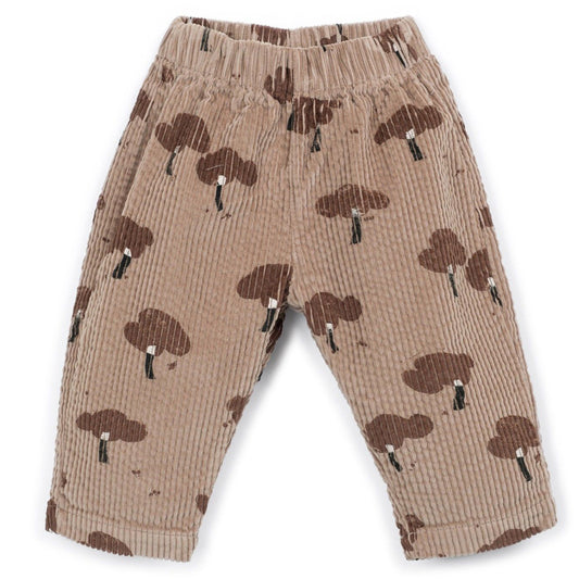Play Up - corduroy pants with print - beige/brown