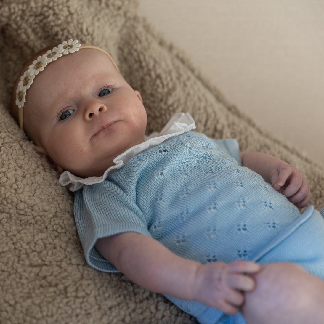 Knitted baby girl set - light blue