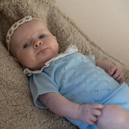Knitted baby girl set - light blue