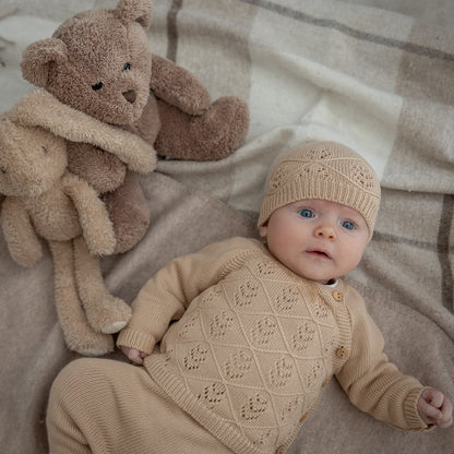 Knitted baby set - beige