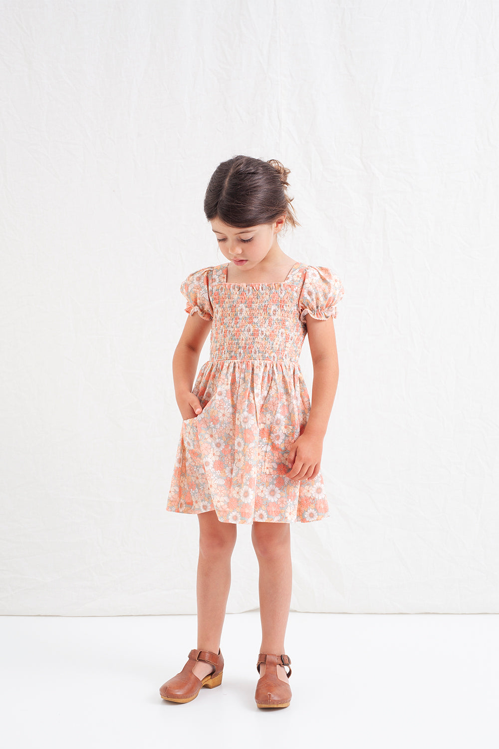 Floral honeycomb dress ~ pink