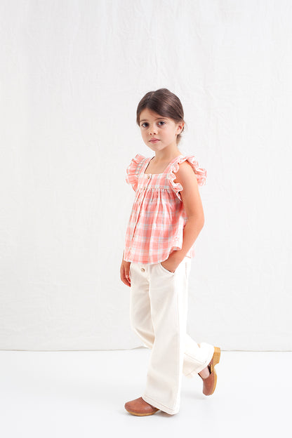 Blouse with checks - pink